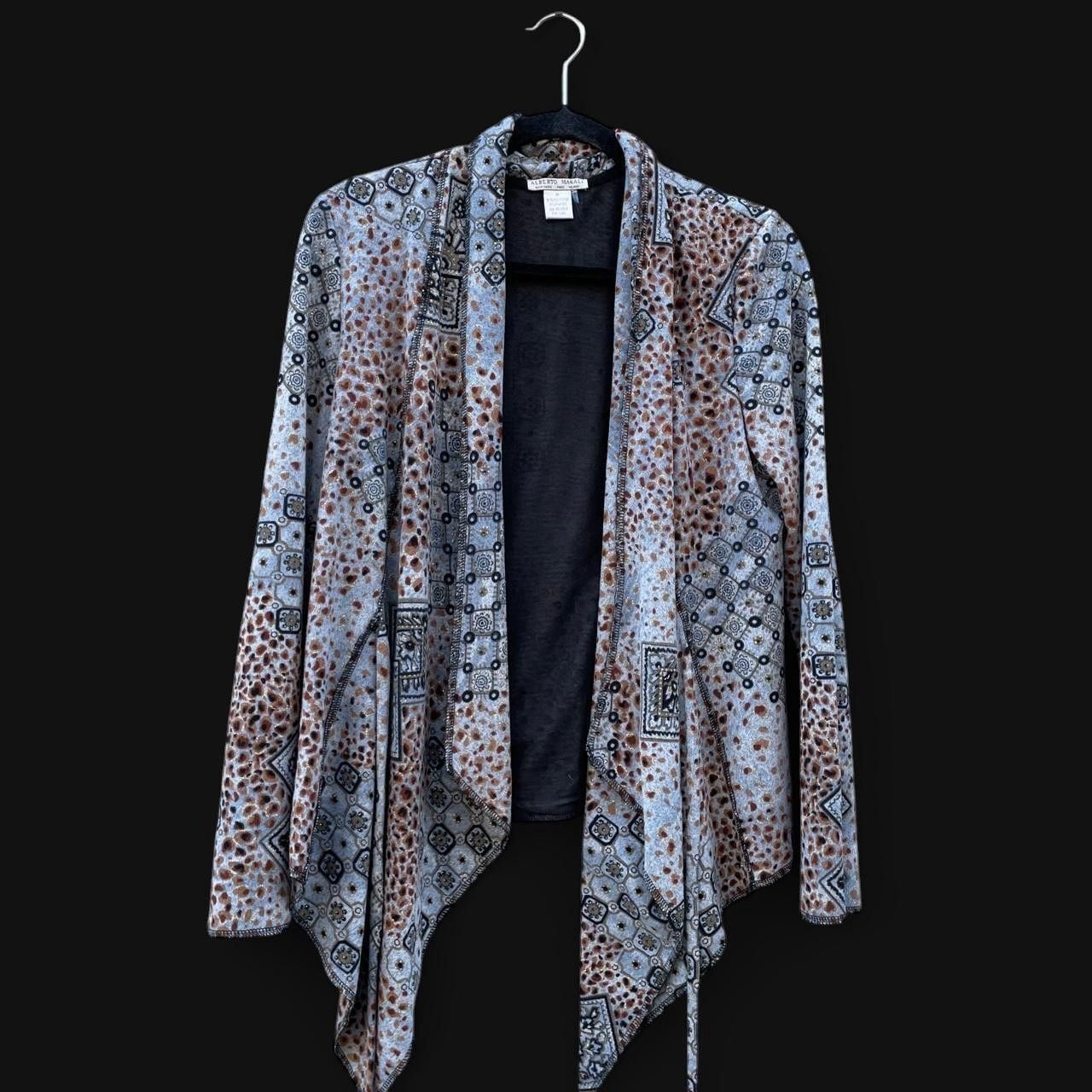 Alberto Makali boho print drape jacket 2