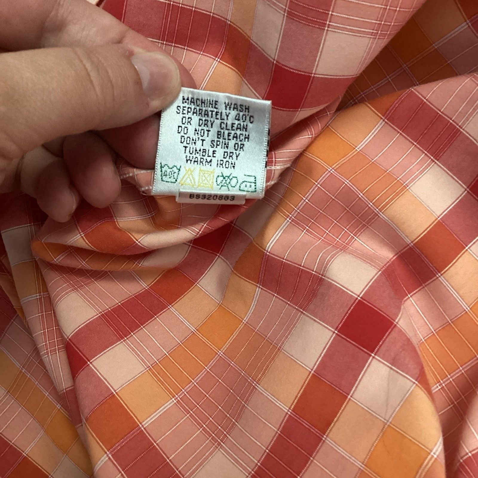 Bugatchi Uomo Button Up Shirt Men’s Large Classic Fit Long Sleeve Plaid Orange 12