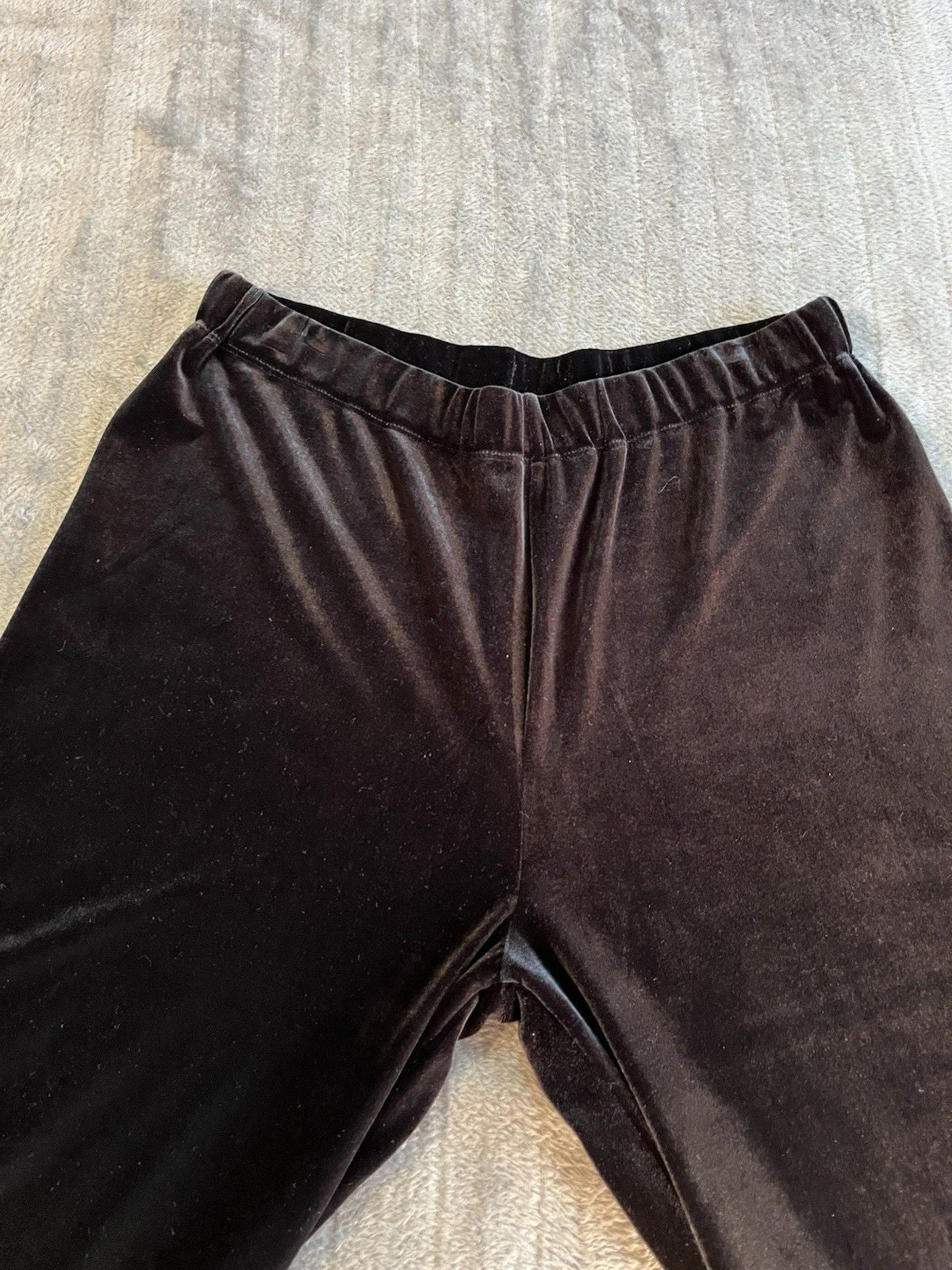 Women’s Lands' End Black Velvet Pants Size Med Elastic Waist Wide Leg Holiday 3