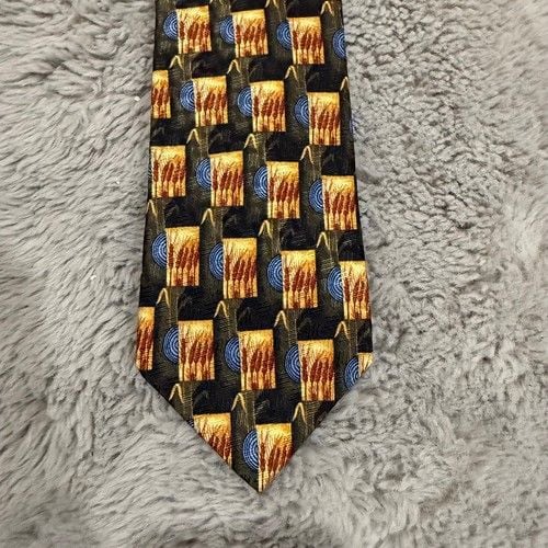 Ermenegildo Zegna Vintage Mens Tie 100% SILK 90's YELLOW Flower 5
