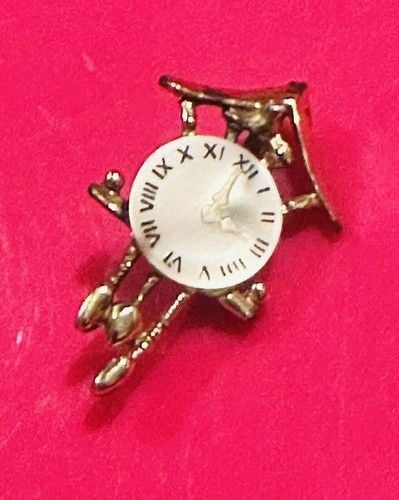 Vintage Cuckoo Clock Brooch 1” Inch Roman Numerals Over Mother Of Pearl Unsigned 3