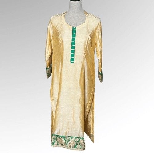 Indian/Punjabi Gold With Green Salwar Kameez 3pc Suit 3