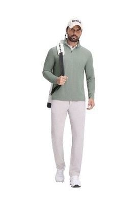 NWT Maelreg Men's Performance Golf 1/4 Zip Pull Over Size M Green Melange 8