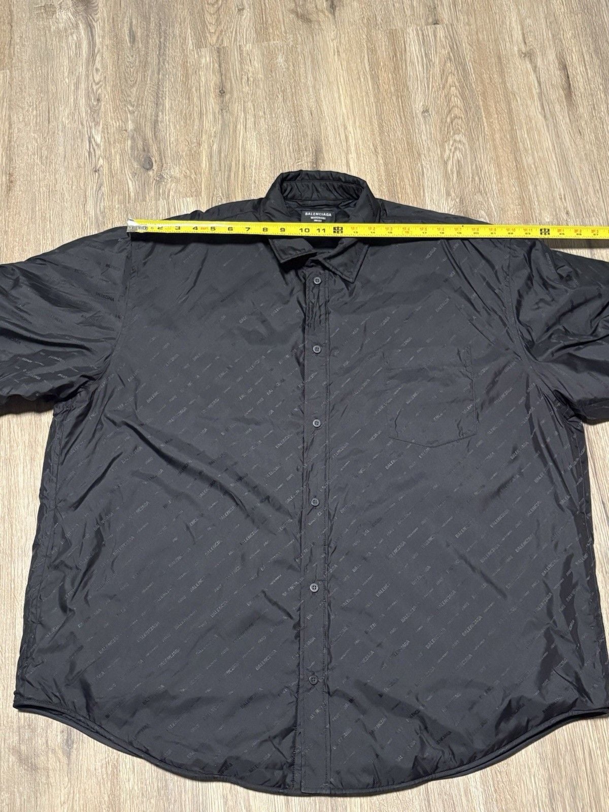 Balenciaga Wardrobe Unisex Quilted Jacket Size 50 Black Italy Allover Logo Snap 10