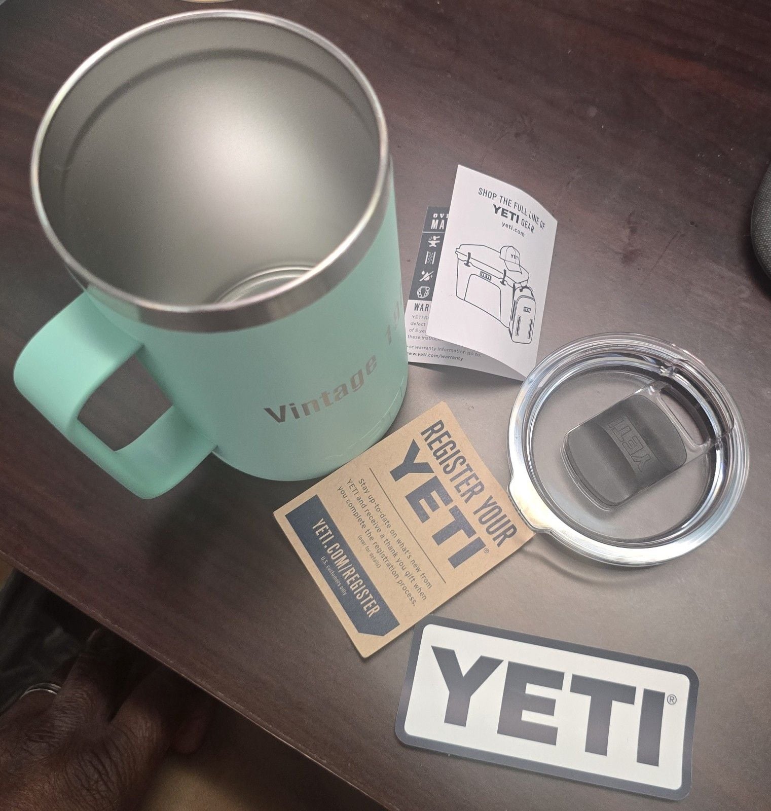 Yeti Turquoise Blue Green 24oz Rambler Mug W/ Magslider Lid Coffee Hot Cold 5