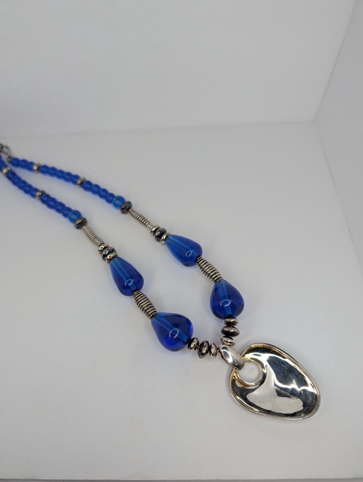 RLM Robert Lee Morris STATEMENT NECKLACE Sterling Silver COBALT BLUE 5