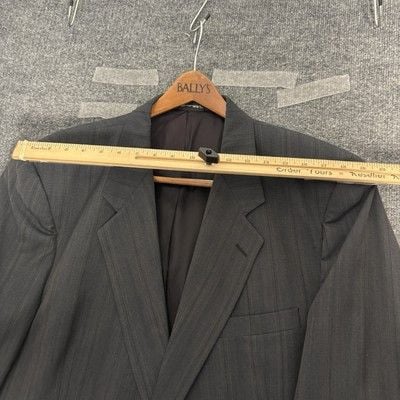 Vintage Christian Dior Suit Mens 46L 44x32 Charcoal Gray Pinstripe Wool 2 Piece 9
