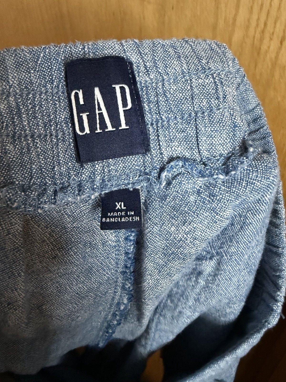 Gap Blue Linen Chino Shorts Pockets Relaxed Fit Solid Flat Front Size XL 2