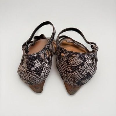 Aerosoles Snake Print Leather Cork Wedges Sandals Sz 7.5 Animal Y2K Heels Womens 5