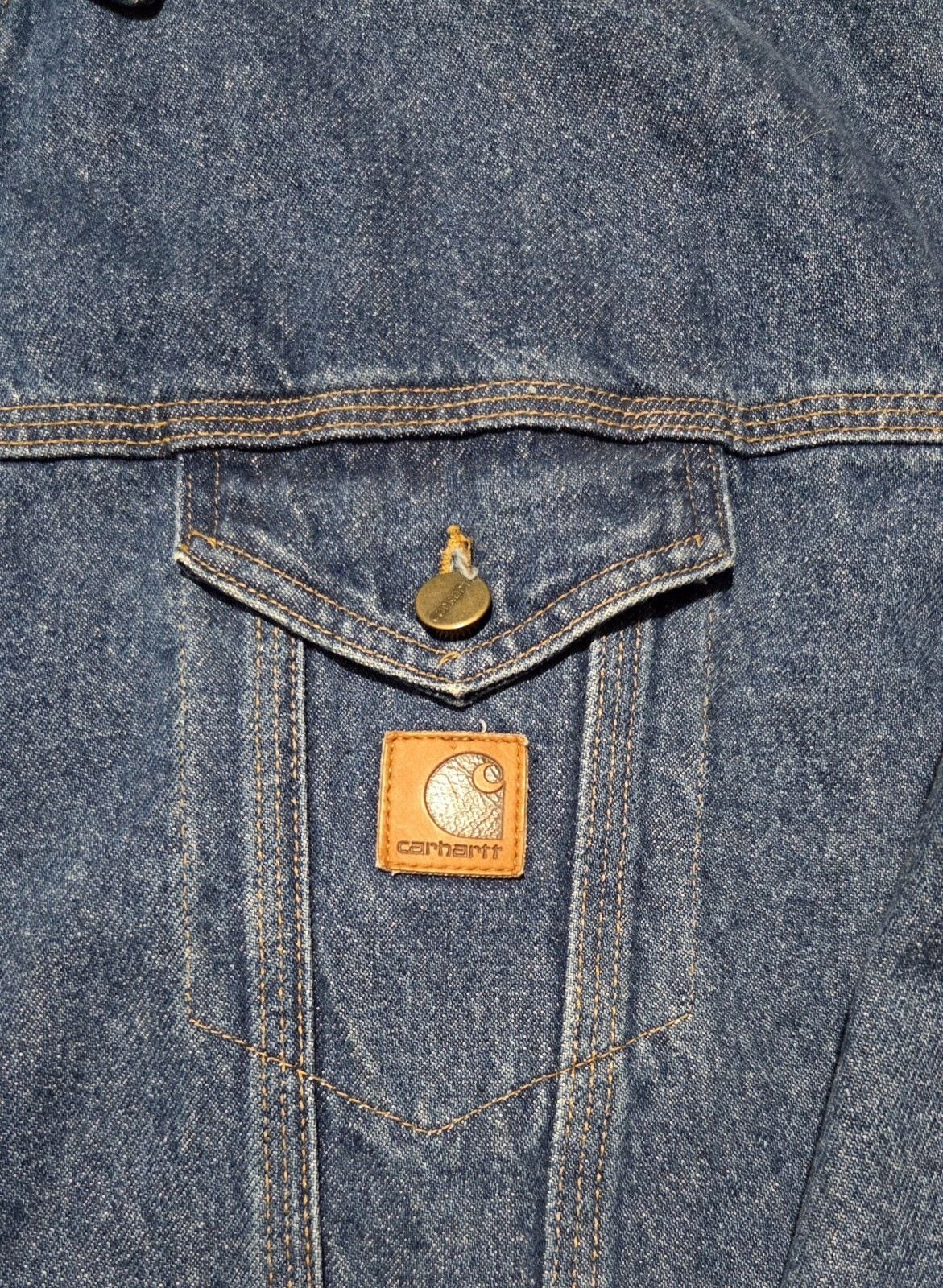 Carhartt J12 DST Blue Denim Jacket Button Front Point Collar Men's XLT Tall 3