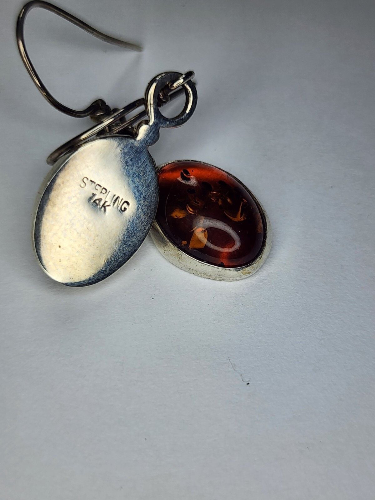 Sterling Silver 14k Gold Baltic Amber Earrings 3