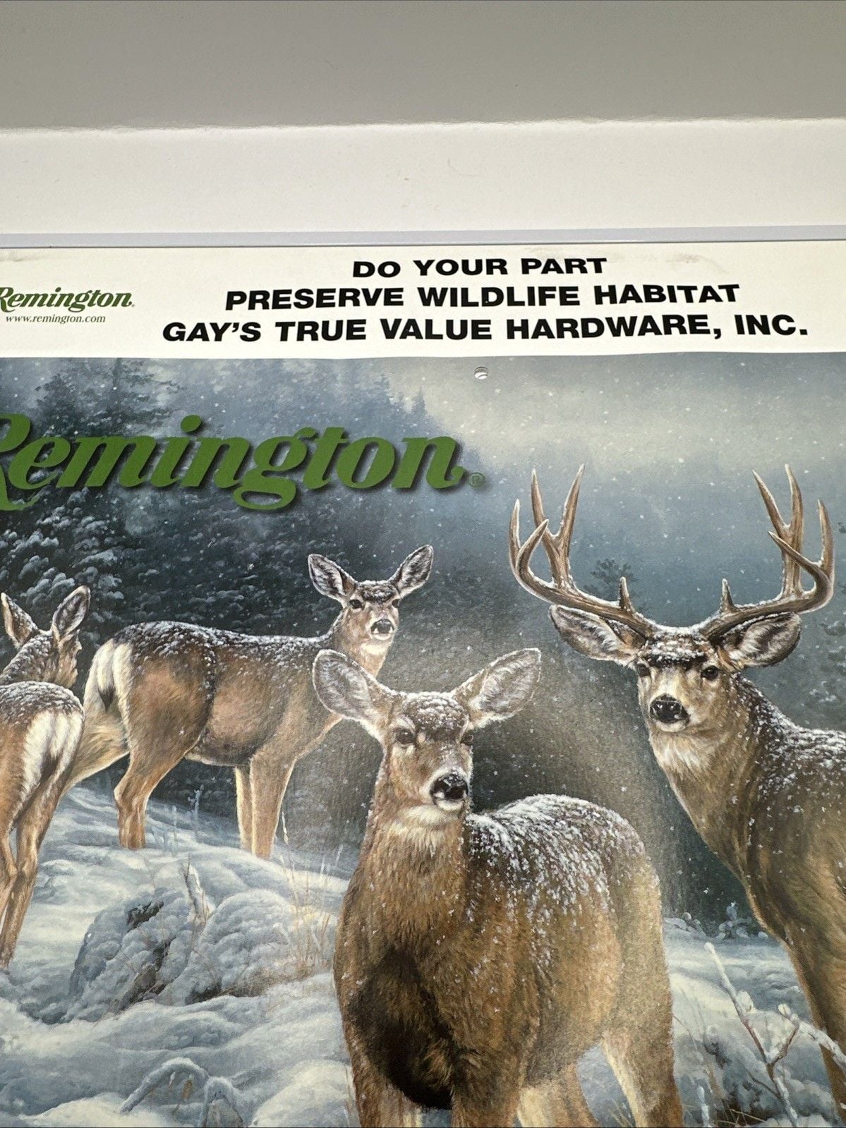 Vintage 2008 Remington Hunting Calendar Gays True Value Tunkhannock Pa Deer Hunt 4