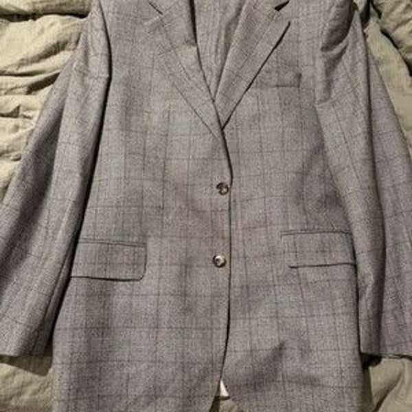 Vintage Hugo Boss Custom 2 Piece Suit Grey Prince of Wales Check 44R