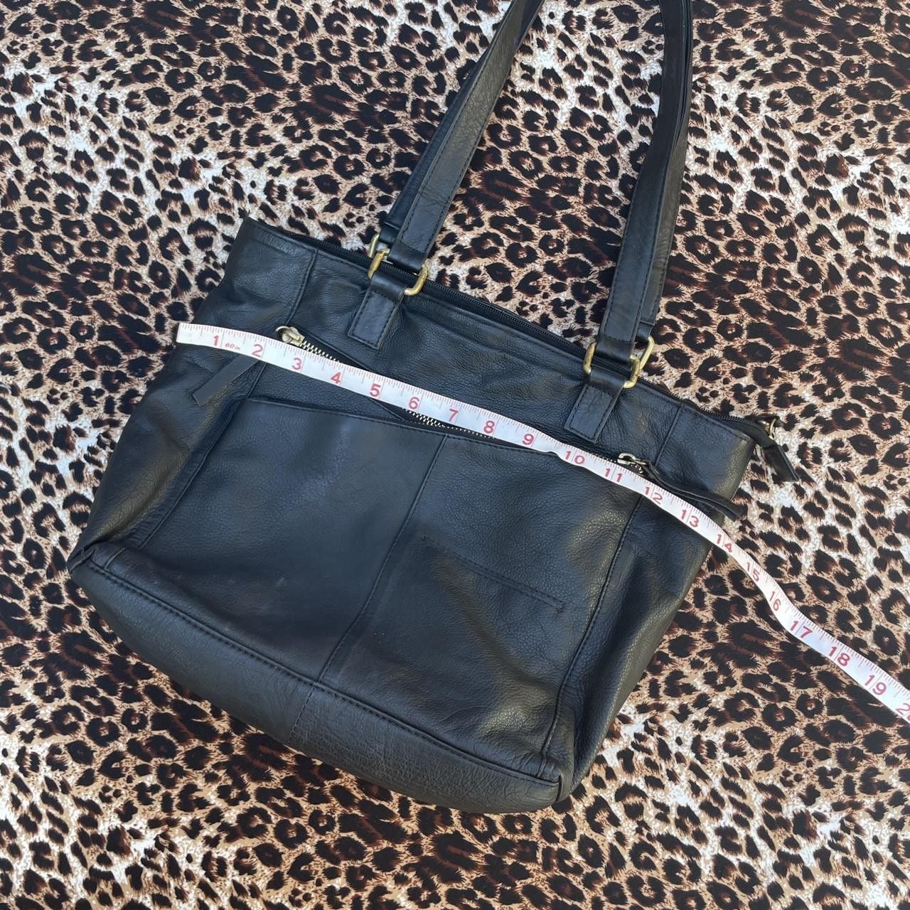 90s black leather tote bag 7