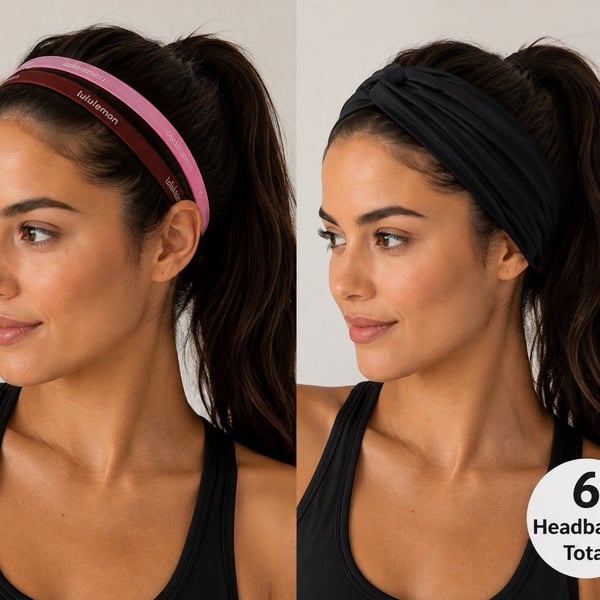 Lululemon Skinny Headbands + Black Wide Headbands Women’s Workout Lot of 6