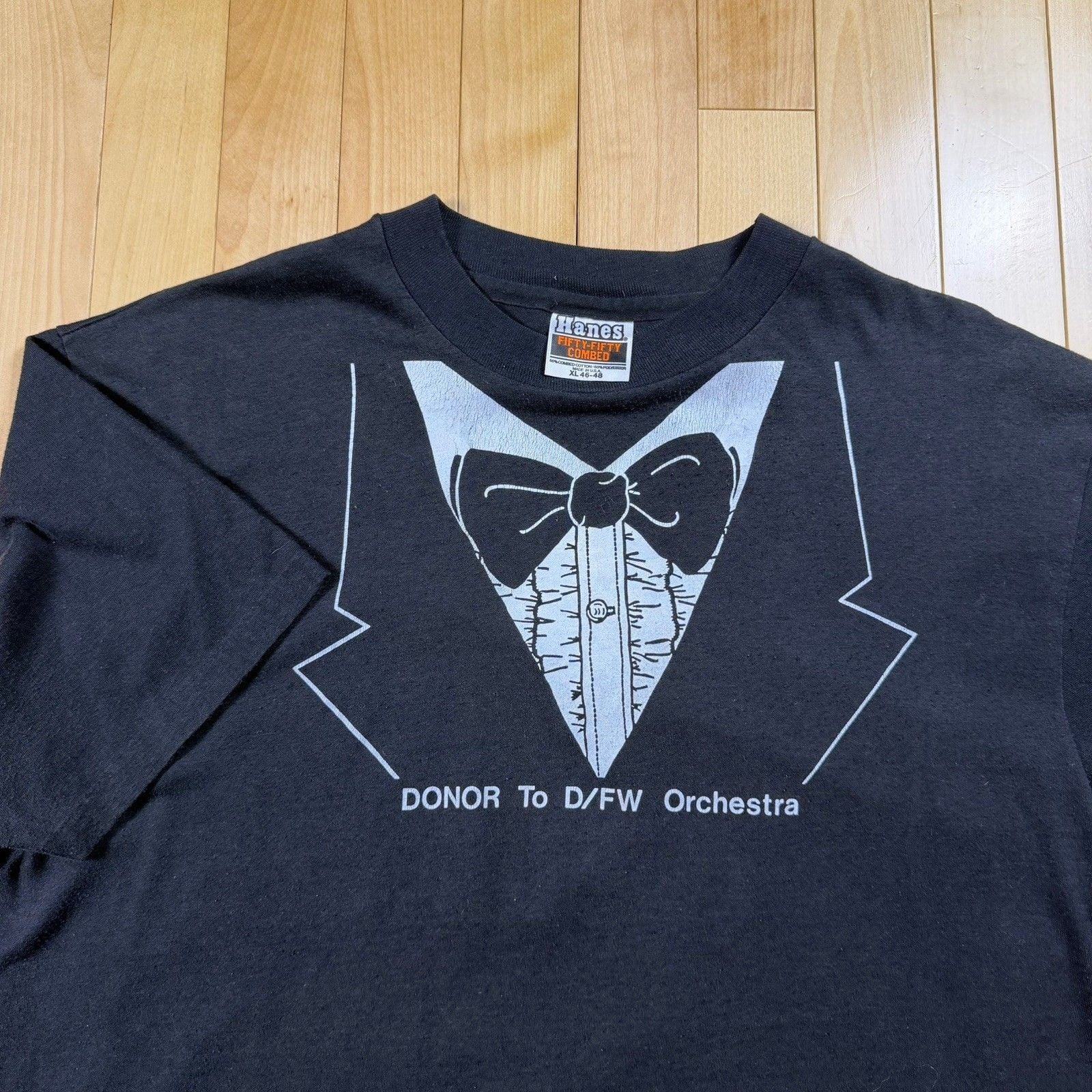 Vintage 80s Hanes DFW Orchestra Donor T Shirt XL Made USA Tuxedo Graphic 4