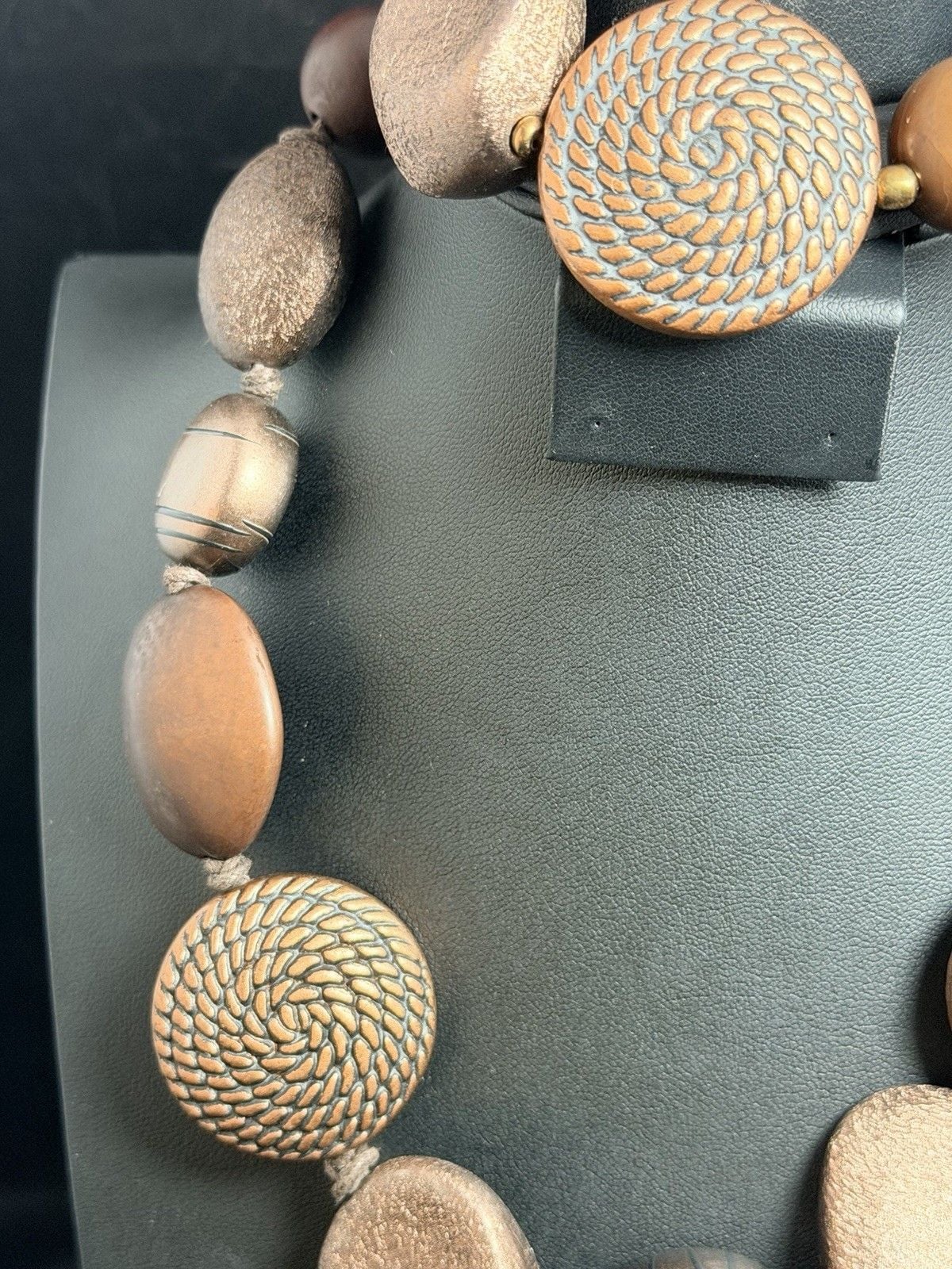 Vintage 1980s Heavy Chunky Matte Copper Bronze Statement Necklace & Bracelet Set 7