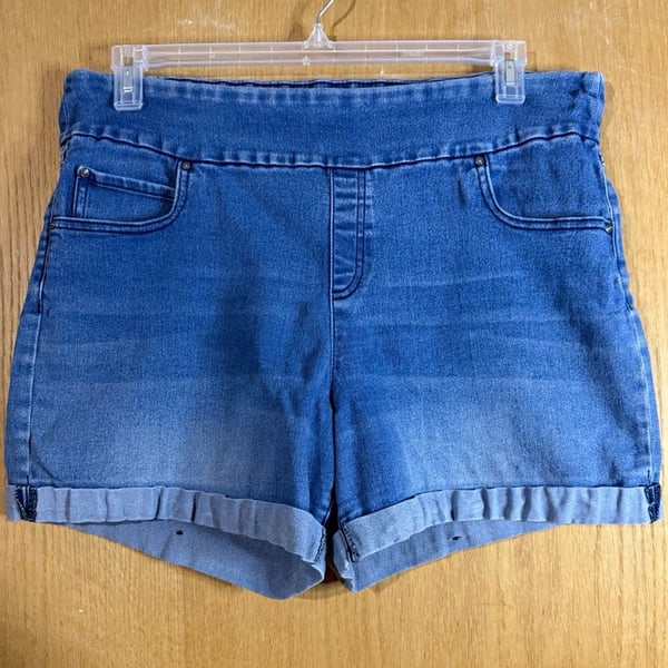 Sag Harbor Denim Blue Denim Bermuda Pull-On Cuffed 5-Pocket Shorts Women's XL