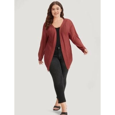 Plus Size 22 24 3x BloomChic Geometric Plisse Loose Open Front Cardigan shrug 7
