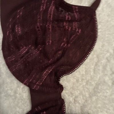 36D DKNY Womens Burgundy Lace Lined Underwire Back Closure Demi Bra A340 3