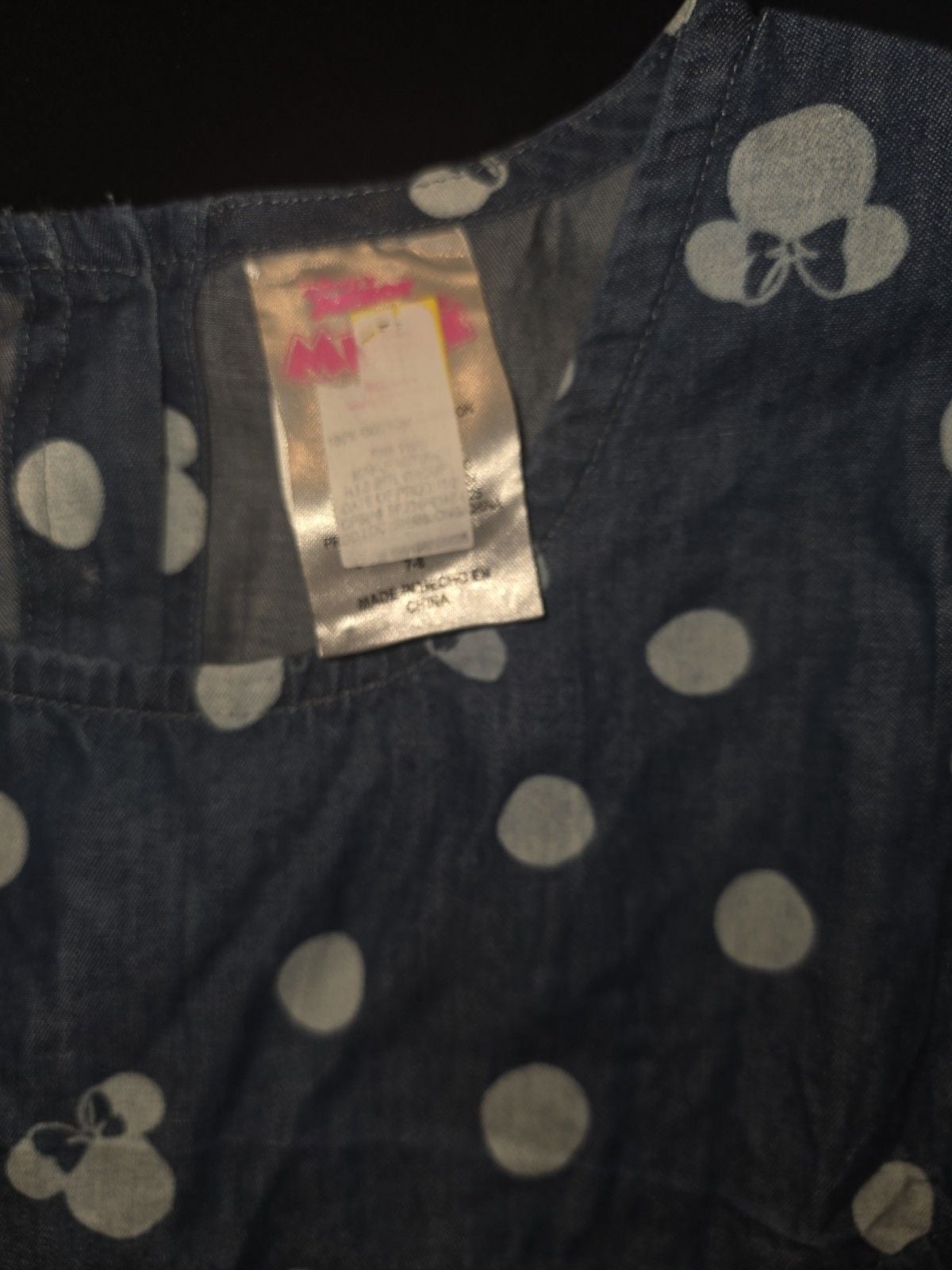 Disney Minnie Mouse Big Girl Skater Dress Blue Polka Dots Size 7/8 3