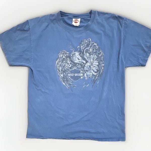 Harley-Davidson Stubbs Houston Texas 2010 Blue Graphic T-Shirt Men's Size L