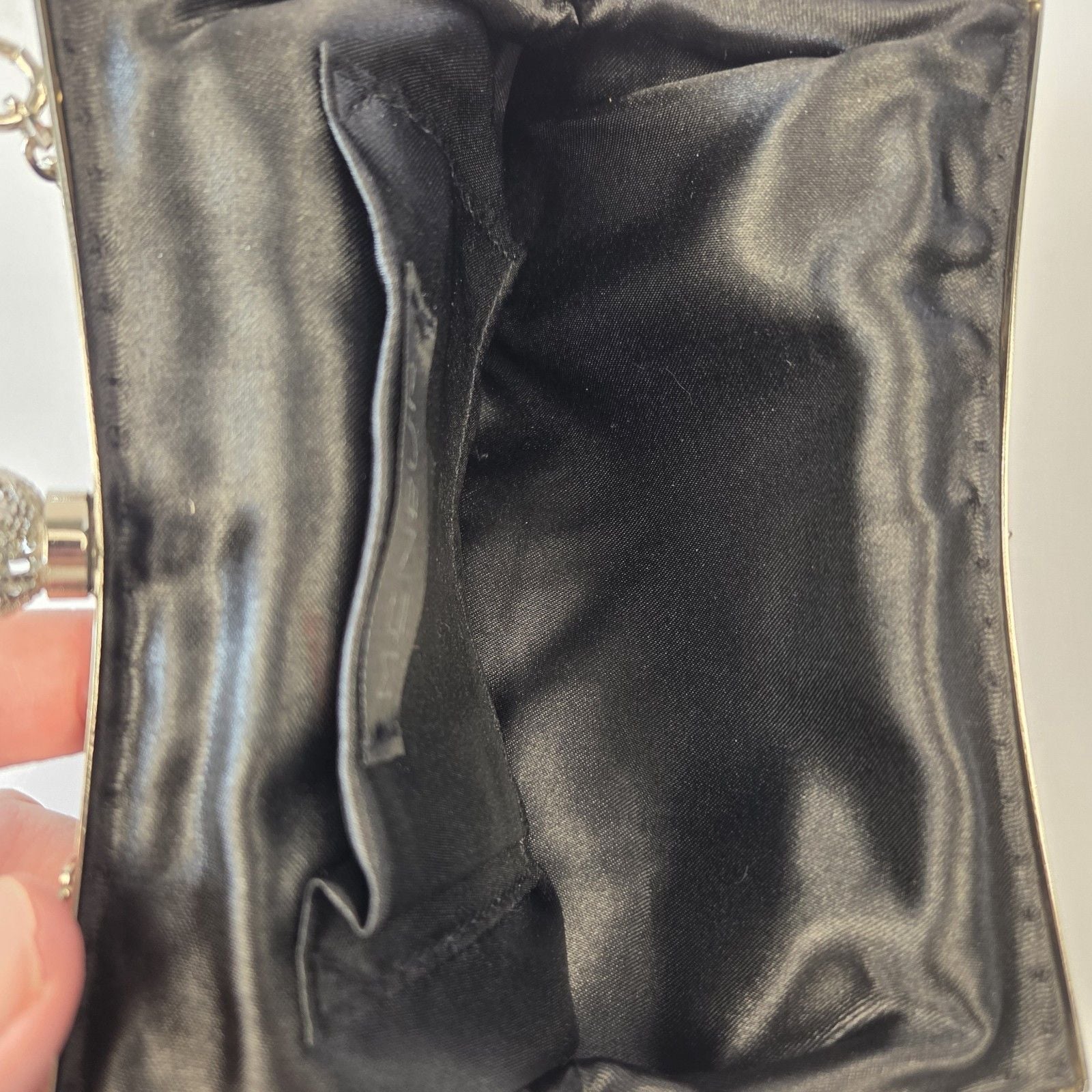 Menbur Black Beaded Clutch Evening Bag Silver Chain Strap Filigree Clasp Closure 11