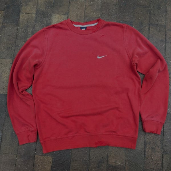 Vintage Nike Crewneck Sun Faded Red Crewneck Sweatshirt Fleece Distress Men’s L