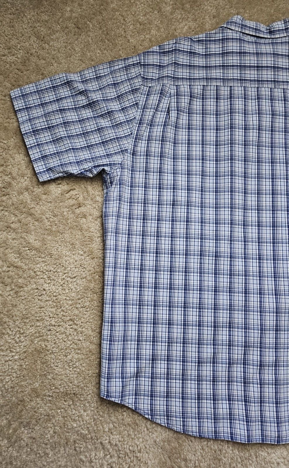 Nautica Jeans Company Mens XL Blue Plaid Short Sleeve Button Down 100% Cotton 8