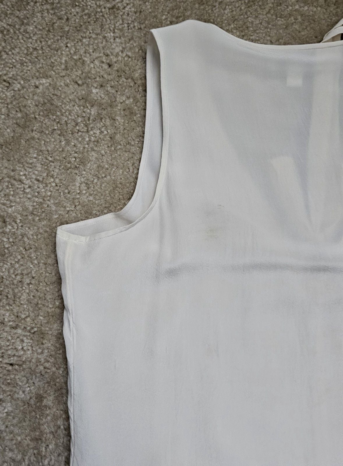 Banana Republic Women XL Ivory Ruffle Sleeveless Tie Front Blouse High Low 8