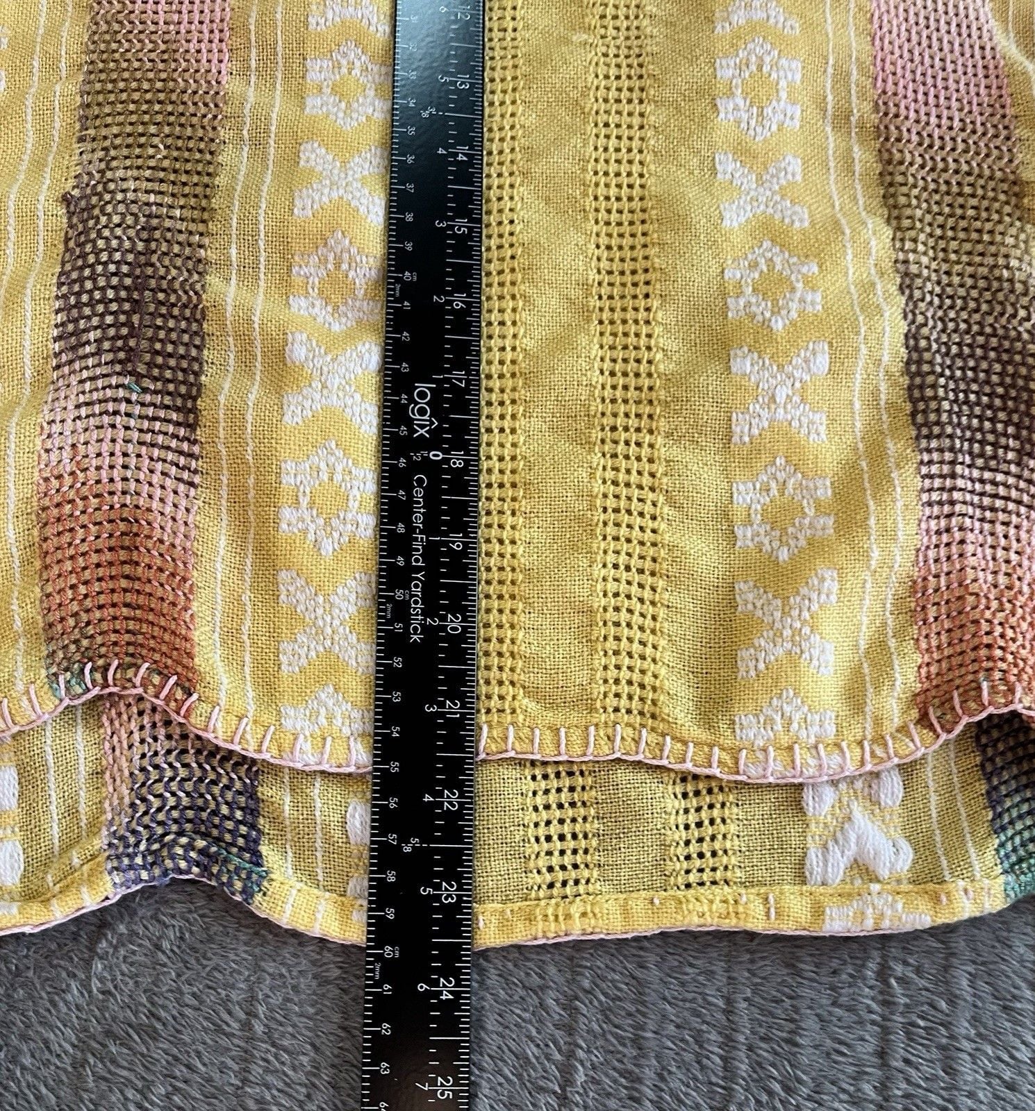 Women’s Angie Yellow Crochet Embroidered V-Neck Tunic Top 3/4 Sleeves Sz Large 11