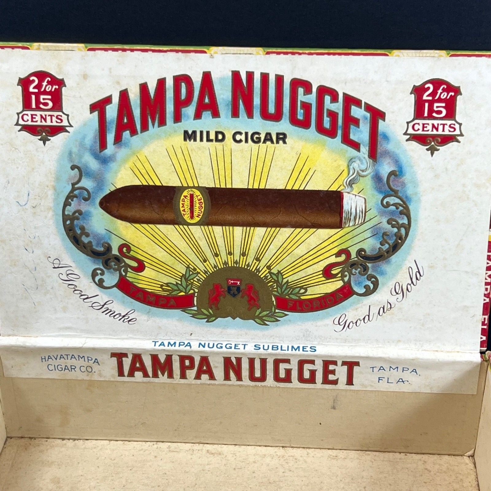 VTG 1950s Tampa Nugget Sublimes Mild Cigar Box 2 for 15 cents Empty 14