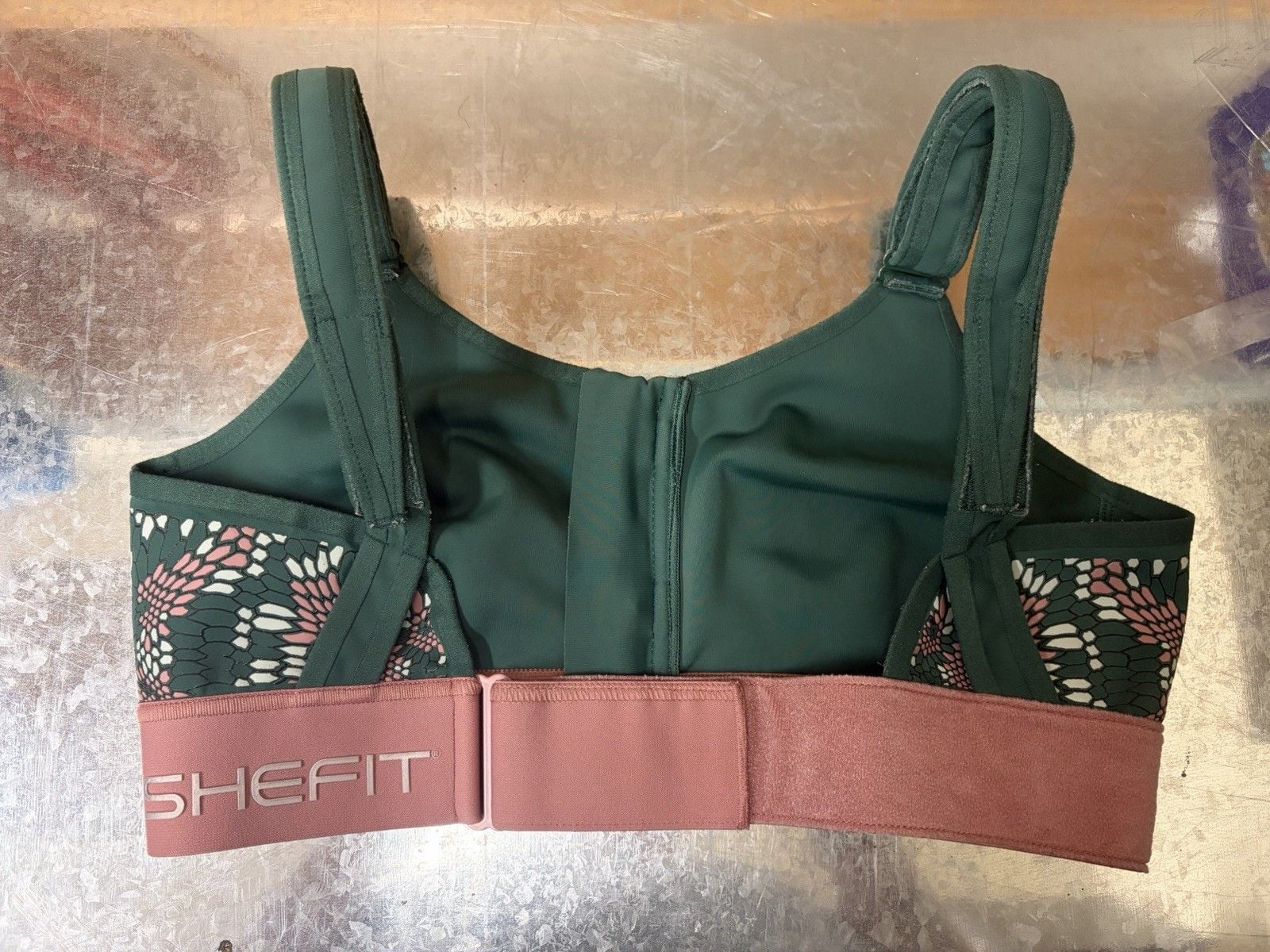 Shefit Women's High Impact Sports Bra Medium Green Front Zip 3