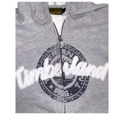 Timberland Full Zip Hoodie MensXL Gray Graphic Logo Sweatshirt Gorpcore Workwear 5