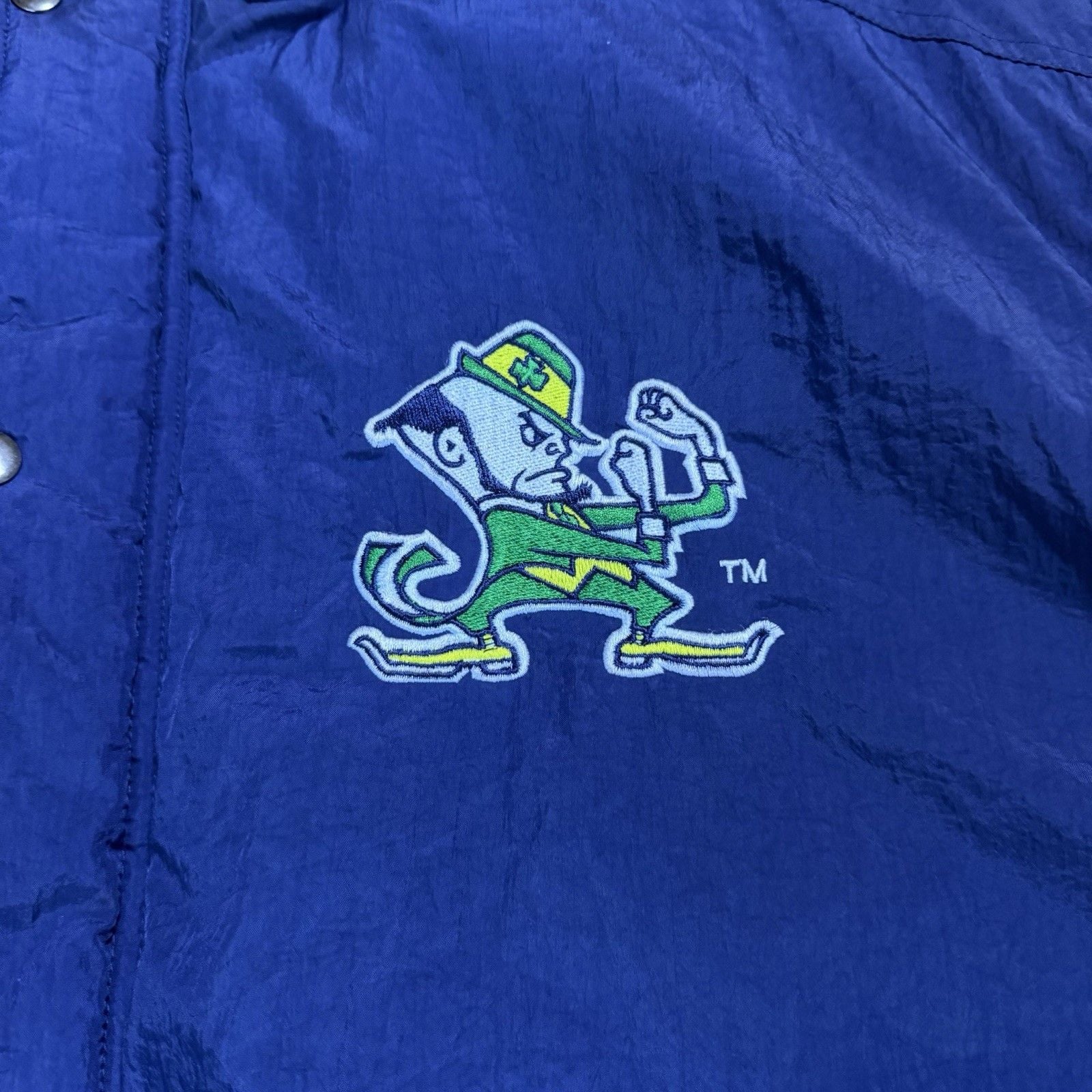 Vintage Competitor Notre Dame Fighting Irish Puffer Jacket Blue/Yellow Size XL 4