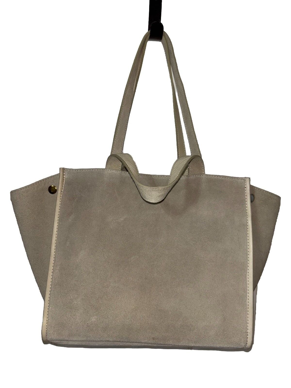 Margot Double Handle Tote Jamee Genuine Leather Suede NWT Beige 3