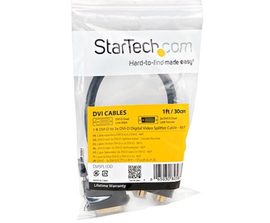Digital Video Splitter Cable 1 ft DVI-D to 2x DVI-D M/F Dual Link Digital Video 2