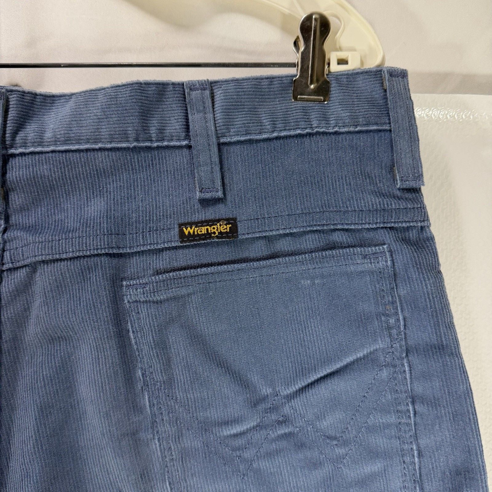 Vintage Wrangler 82665BS Corduroy Pants Mens 38x28 Slate Blue High Rise 70s 80s 9