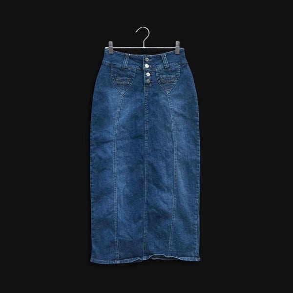 2000s Deja Bleu blue denim maxi skirt 