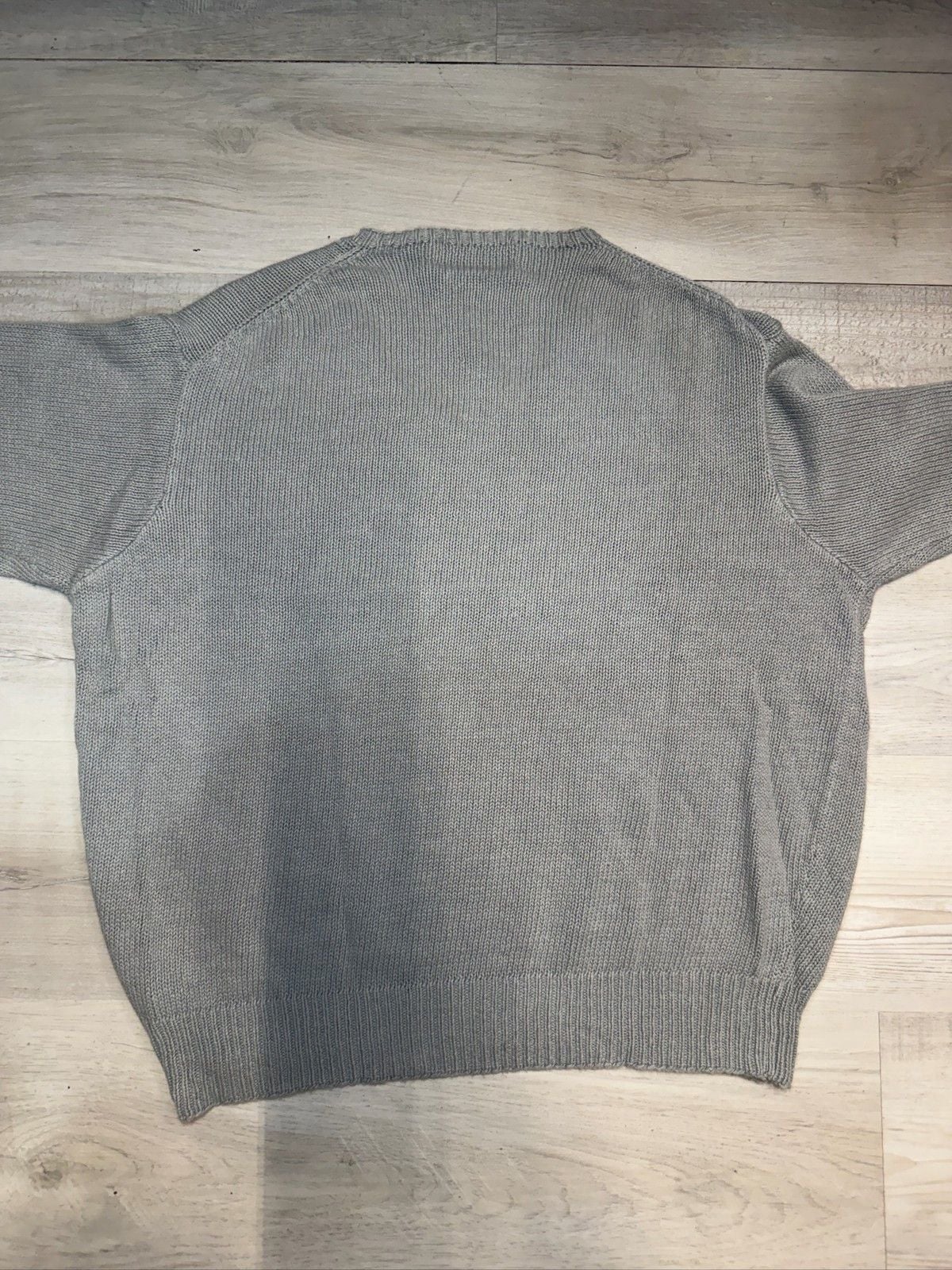 Polo Ralph Lauren Men XL V-Neck Sweater Pullover Light Grey Cotton Linen Knit 6