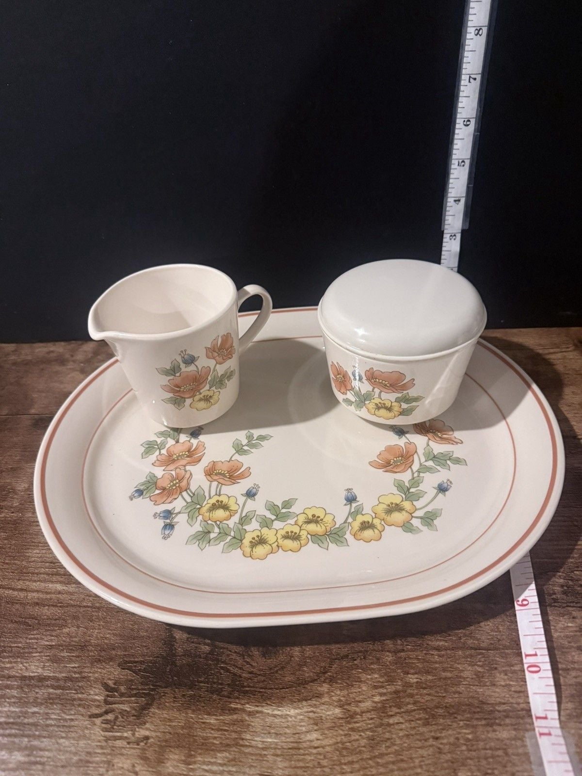 CORELLE CORNERSTONE GLENORA OVAL PLATTER CREAMER SUGAR 2