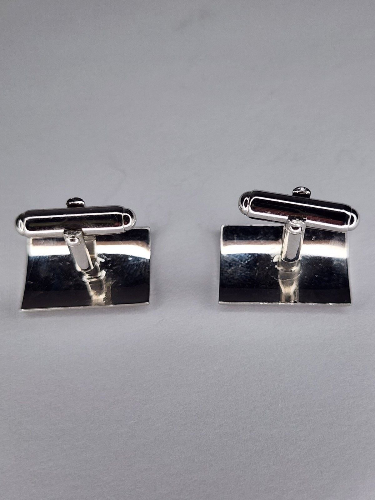 Vintage Anson Sterling Silver Cufflinks Blank No Monogram Brushed Rectangle... 4