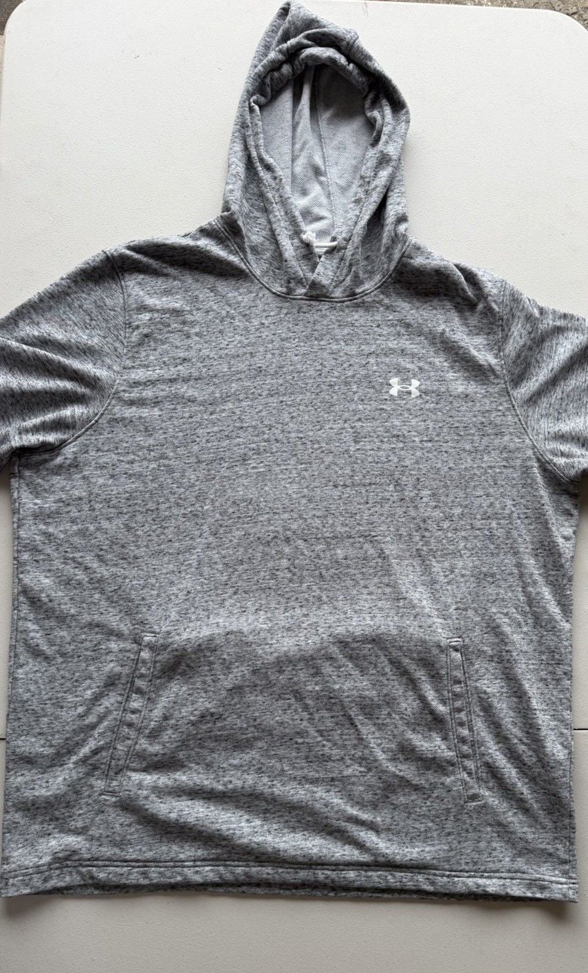 Under Armour Men’s 2XL Gray Knit Cotton/Poly Pullover Hoodie Logo Pockets 3