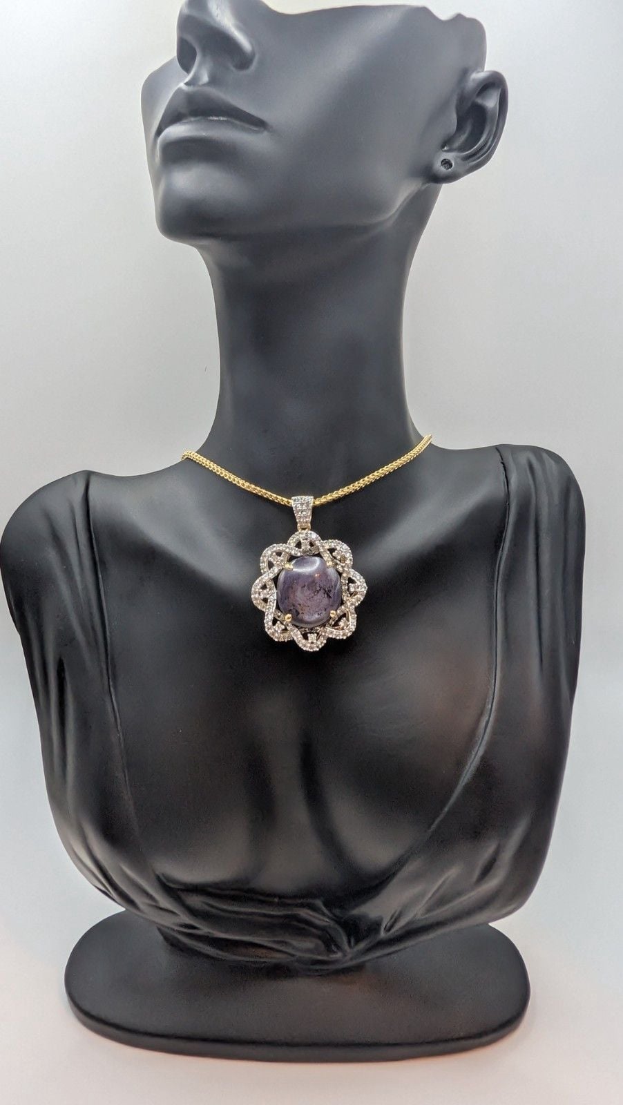 Natural Ruby And White Sapphire Pendant W/ Yellow Gold Overlay 2