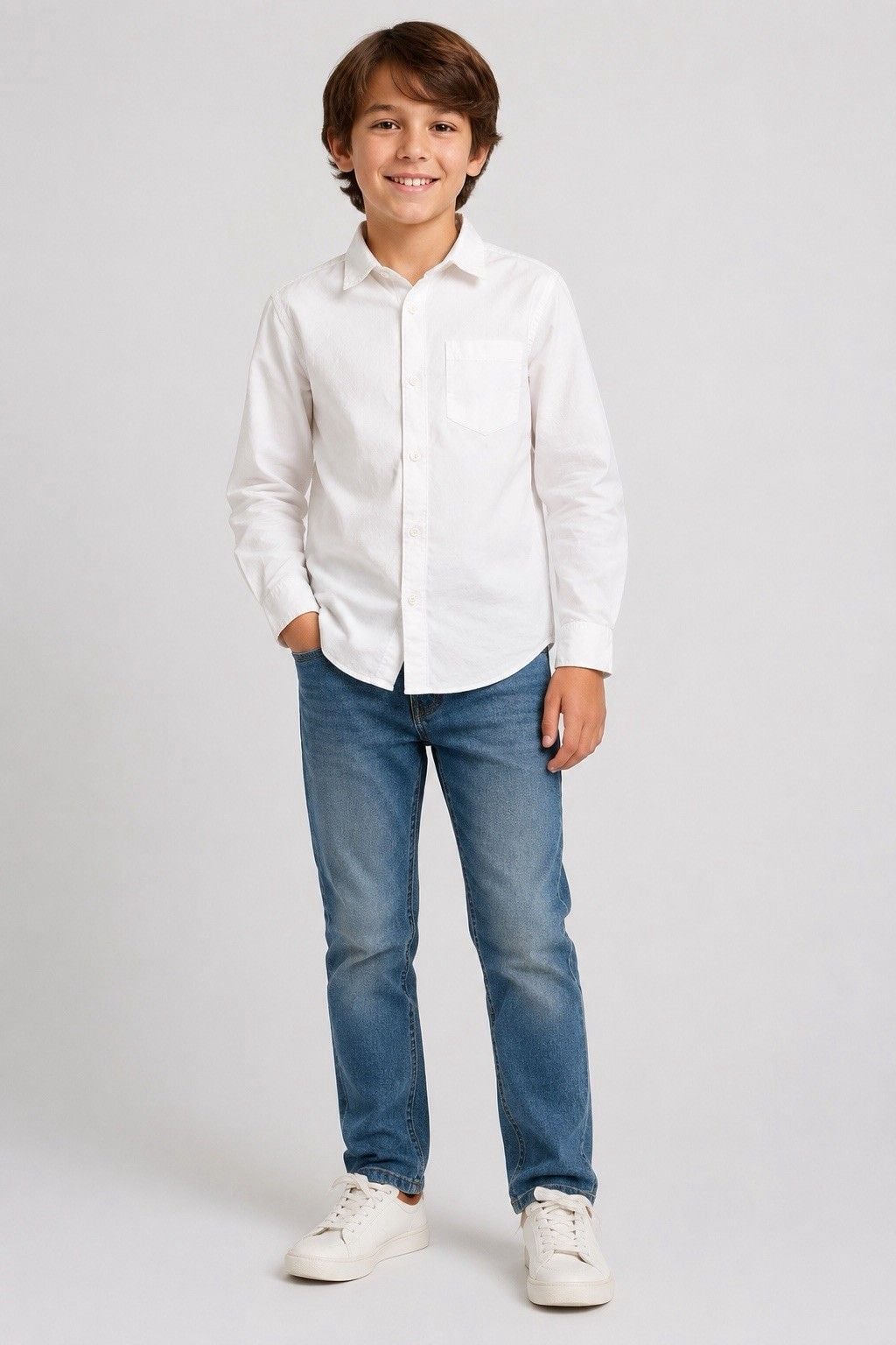 NWT Old Navy Boys L 10-12 White Oxford School Uniform Button Down Shirt 7