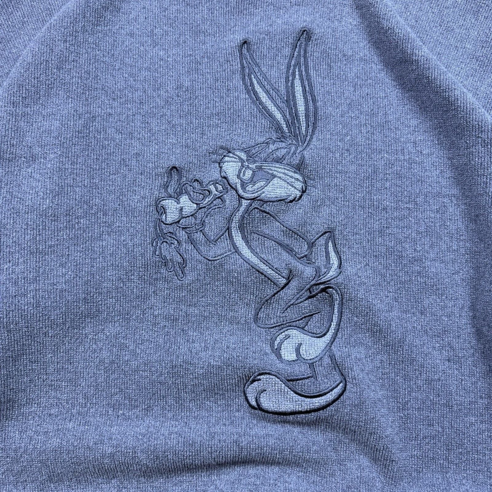 Vintage 90s Bugs Bunny Sweatshirt Mens L Warner Bros Studio Store Embroidered 10