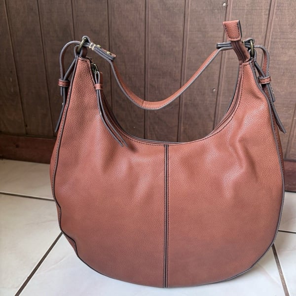 A.N.A. brown faux leather hobo shoulder bag