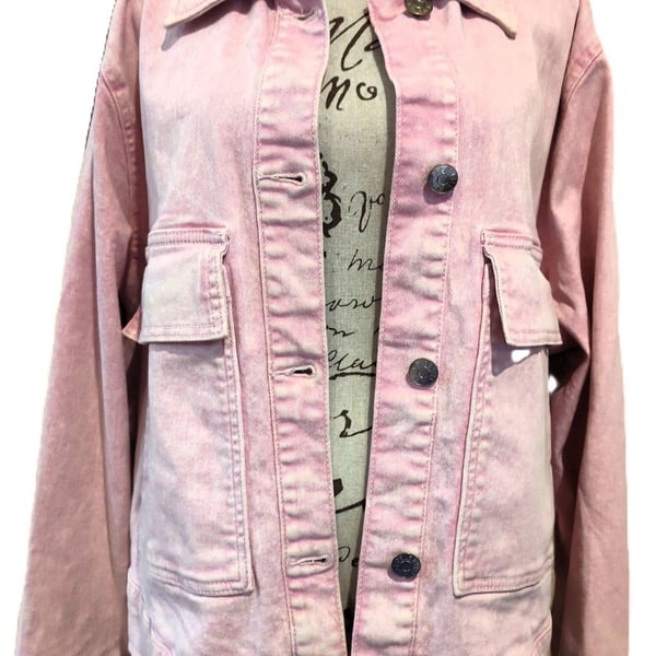 Celebrity Pink Oversized Light Pink Boyfriend Fit Demin Shacket/Jacket Sz L