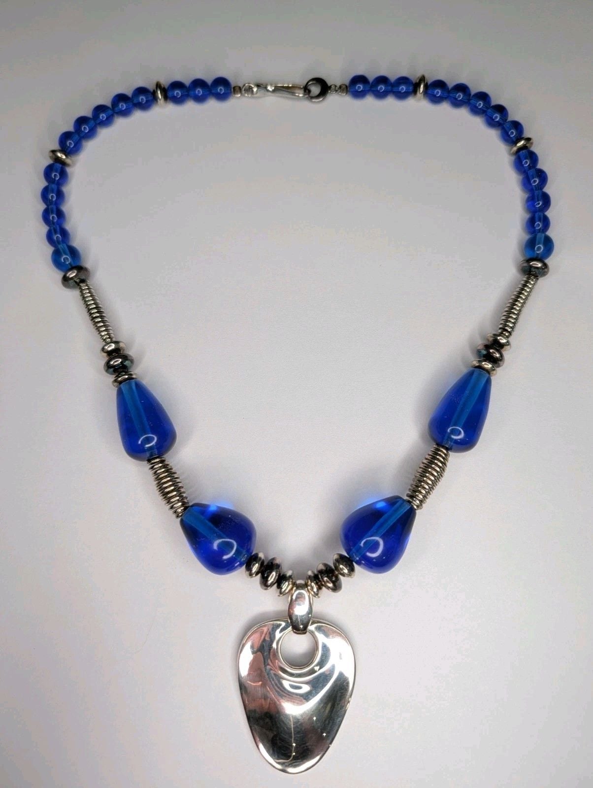 RLM Robert Lee Morris STATEMENT NECKLACE Sterling Silver COBALT BLUE 2