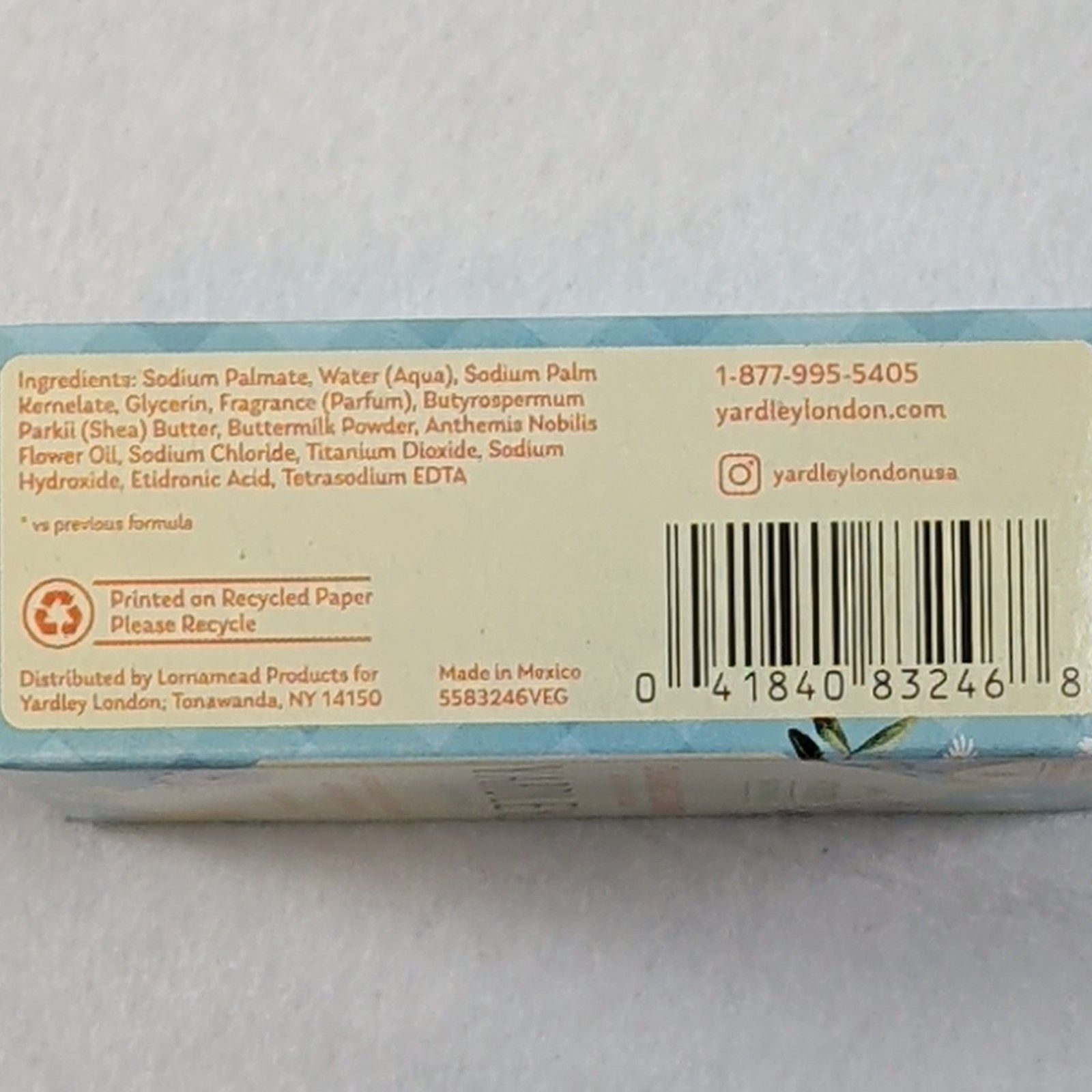 Yardley London Essential Hydration Botanical Baby Bar Chamomile 8/4 oz Multipack 3